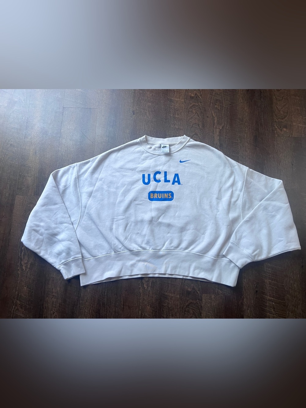 Nike White UCLA Bruins Crewneck Sweatshirt with Blue Logo